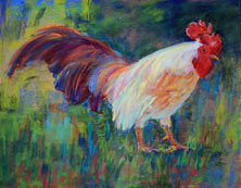 Rooster pastel painting