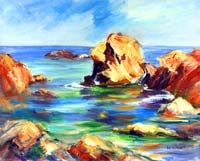 Bass Rocks Seascape Oil Painting