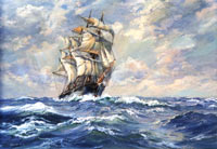 Clearing Skies Cliipper Ship Oil Painting