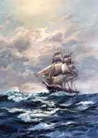 USS Constitution Warship Oil Painting